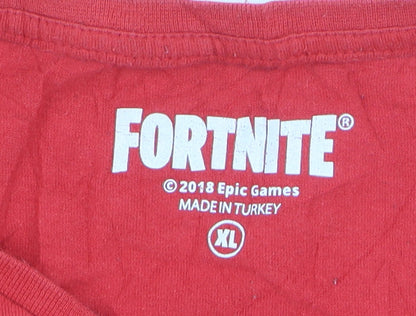 Fortnite Men’s Red XL Graphic Cotton T-Shirt Short Sleeve Crew Neck