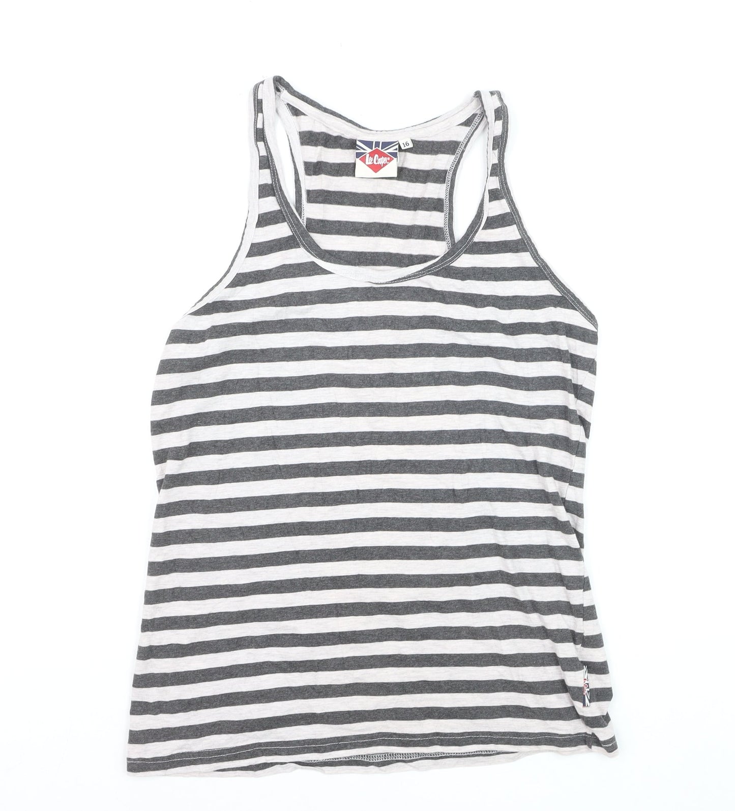 Lee Cooper Womens Grey Striped Racerback Tank Top Size 16