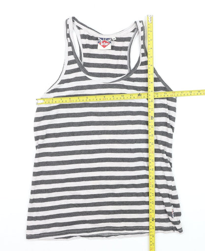 Lee Cooper Womens Grey Striped Racerback Tank Top Size 16