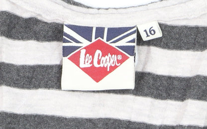 Lee Cooper Womens Grey Striped Racerback Tank Top Size 16