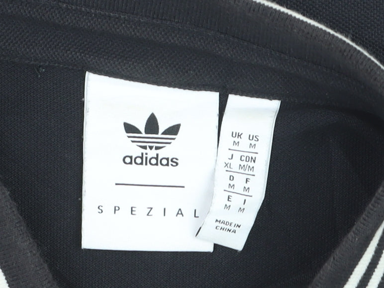 Adidas Spezial Men's Black Long Sleeve Polo Shirt Size M
