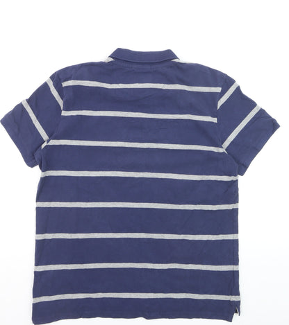 Jack & Jones Men's Blue Striped 2XL Polo Shirt Regular Fit