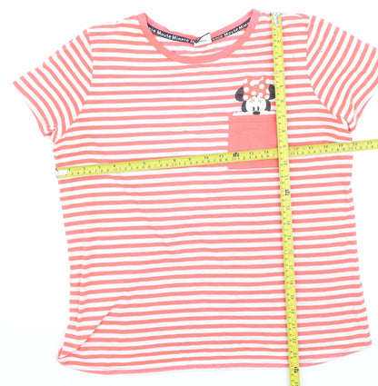 Disney at George Women Pink Striped Minnie Mouse T-Shirt Size 14