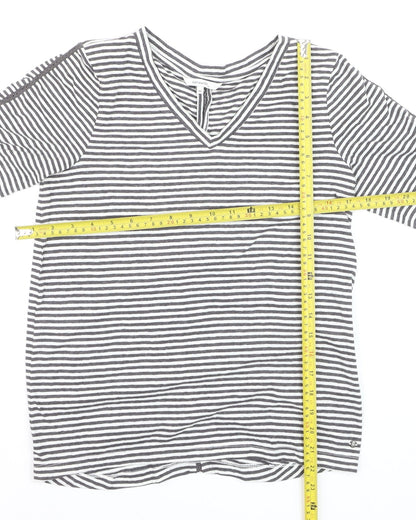 Sandwich Womens Grey Striped V-Neck Cotton T-Shirt XS