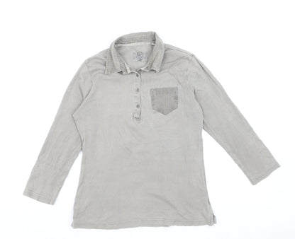 Fat Face Men's Grey 3/4 Sleeve Cotton Polo Shirt Size M