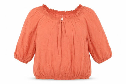 Wallis Women’s Orange Off Shoulder 3/4 Sleeve Peasant Blouse M