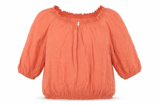 Wallis Women’s Orange Off Shoulder 3/4 Sleeve Peasant Blouse M