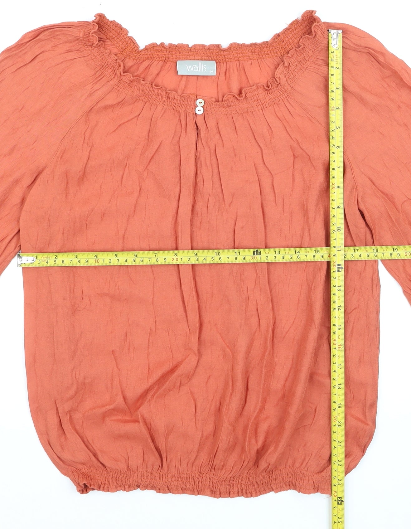 Wallis Women’s Orange Off Shoulder 3/4 Sleeve Peasant Blouse M
