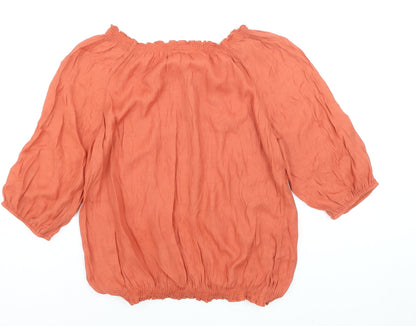 Wallis Women’s Orange Off Shoulder 3/4 Sleeve Peasant Blouse M
