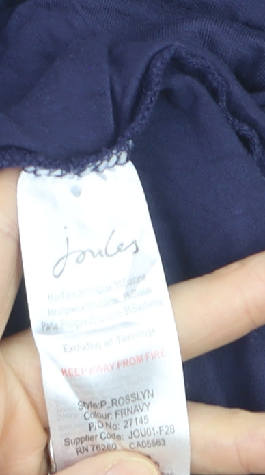Joules Womens Blue Tunic Blouse Size 16 Cotton Stretch 3/4 Sleeve