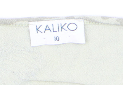 Kaliko Women’s Beige Floral V-Neck 3/4 Sleeve Stretch Tunic Blouse Size 10