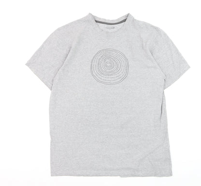 Mountainlife Men's Grey Graphic Print Crew Neck Cotton T-Shirt M