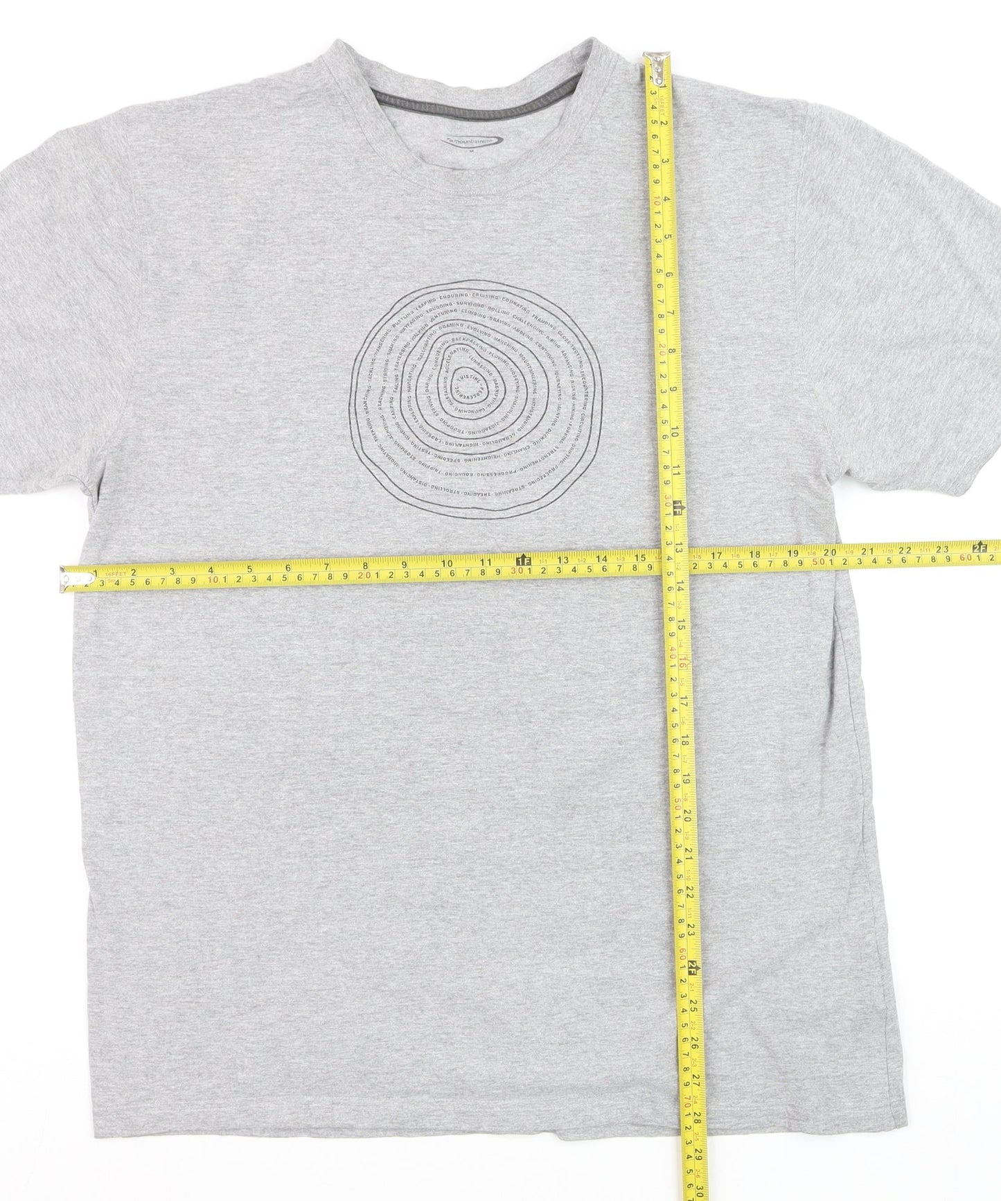 Mountainlife Men's Grey Graphic Print Crew Neck Cotton T-Shirt M