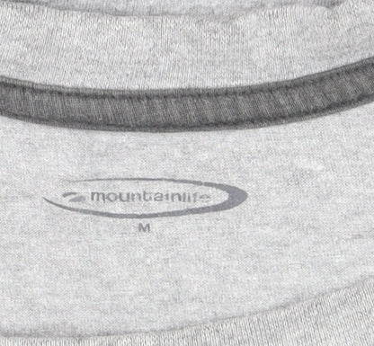Mountainlife Men's Grey Graphic Print Crew Neck Cotton T-Shirt M