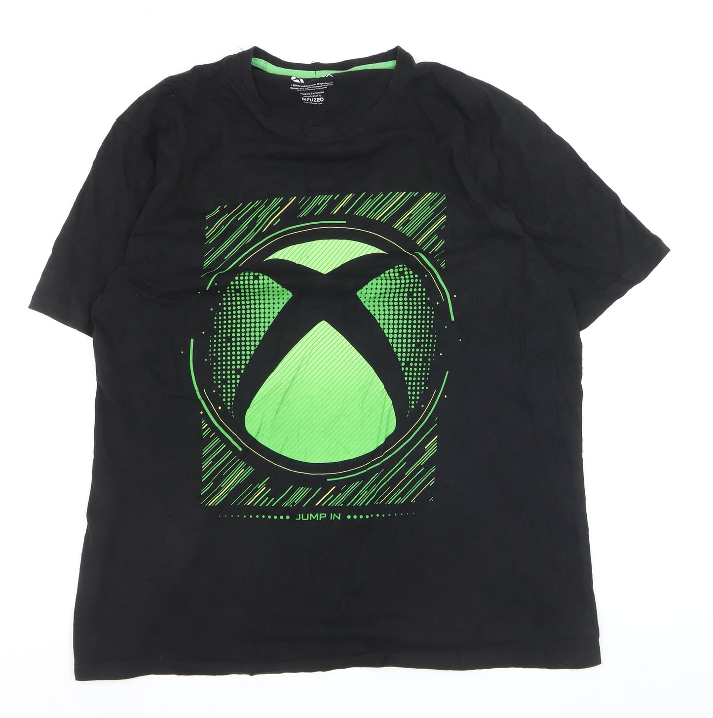 F&F Xbox Black Green Graphic Men's 2XL Short Sleeve T-Shirt