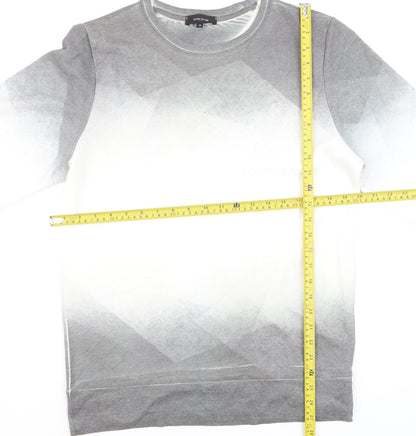 River Island Men's Grey Ombre Geometric Pullover Sweatshirt M