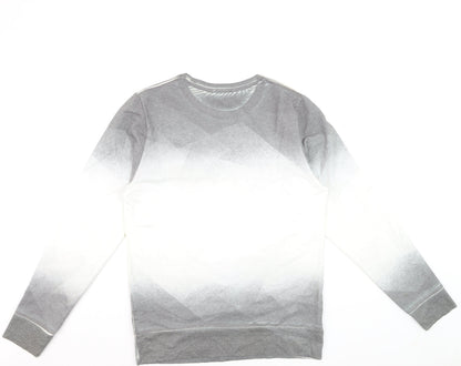 River Island Men's Grey Ombre Geometric Pullover Sweatshirt M