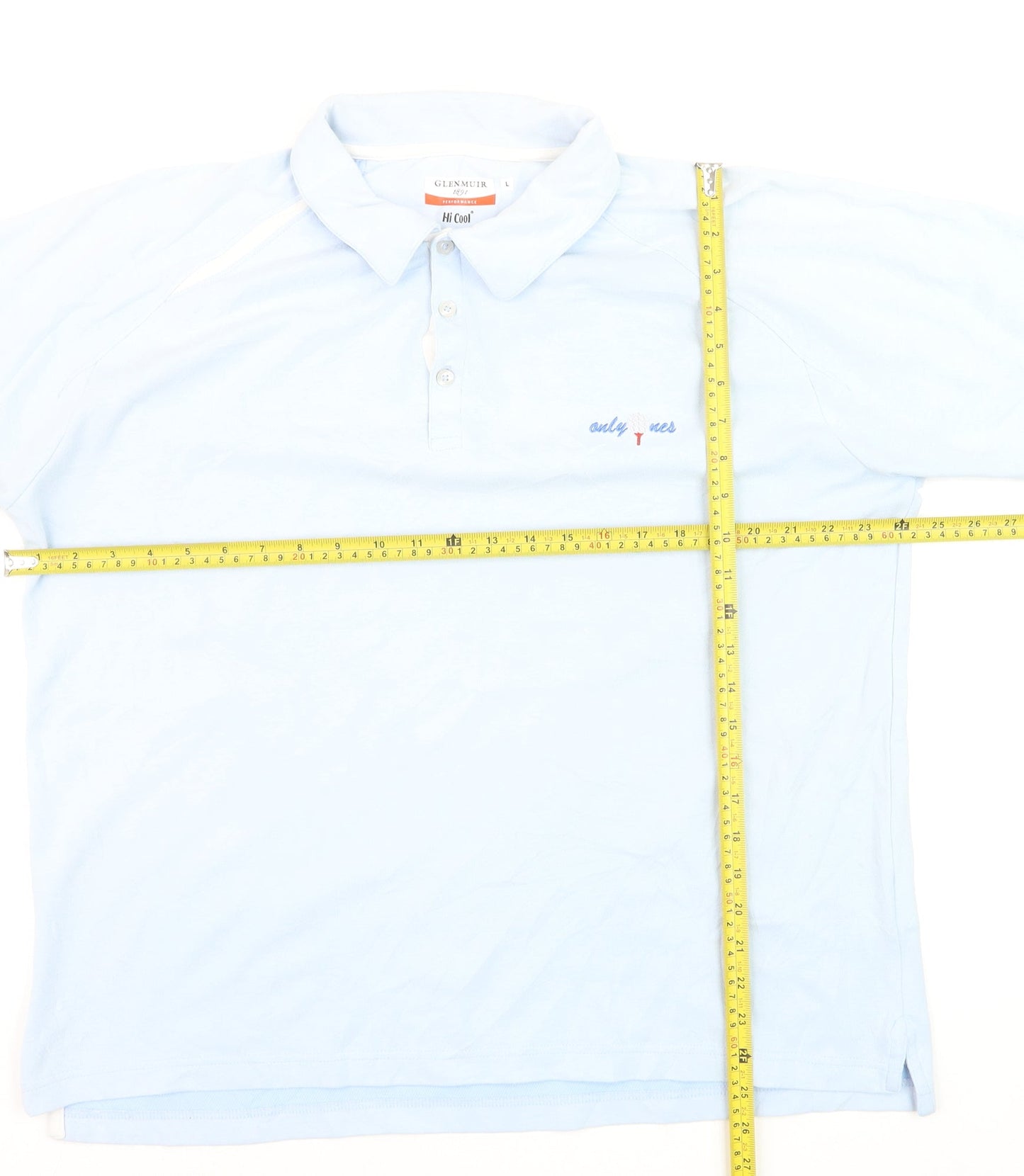 Glenmuir 1891 Men's Light Blue Collared Performance Polo T-Shirt Size L