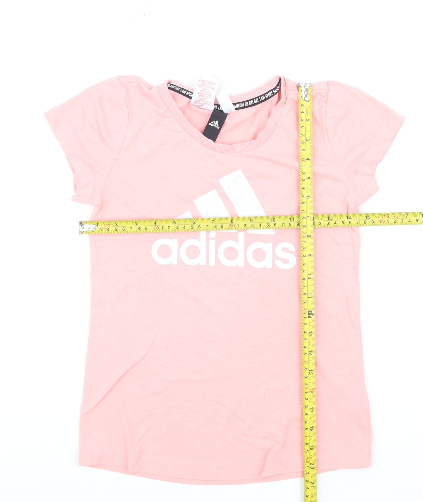 Adidas Girls Pink Logo Short Sleeve Cotton T-Shirt 12 Years