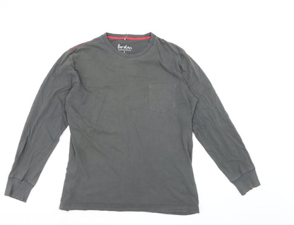 Boden Men's Grey Long Sleeve Cotton Crew Neck T-Shirt L