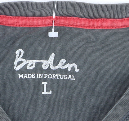 Boden Men's Grey Long Sleeve Cotton Crew Neck T-Shirt L