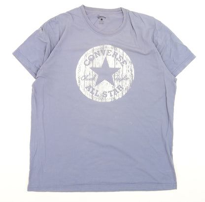 Converse Men's Blue Short Sleeve Crew Neck Graphic T-Shirt XL