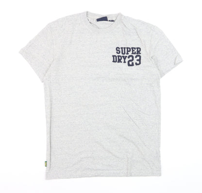 Superdry Men's Grey Crew Neck Cotton Sports T-Shirt Size M