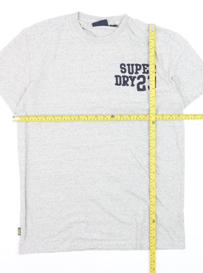 Superdry Men's Grey Crew Neck Cotton Sports T-Shirt Size M