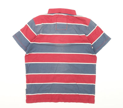Criminal Damage Men's Multicoloured Striped Cotton Polo Shirt Size L