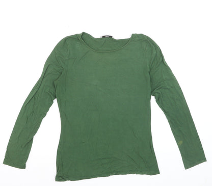 Oasis Women’s Green Long Sleeve Cotton Basic T-Shirt M