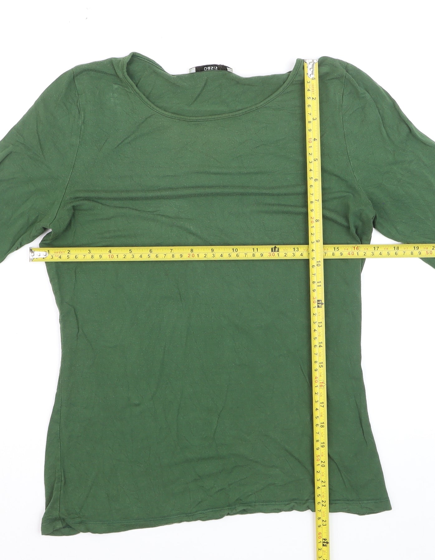 Oasis Women’s Green Long Sleeve Cotton Basic T-Shirt M