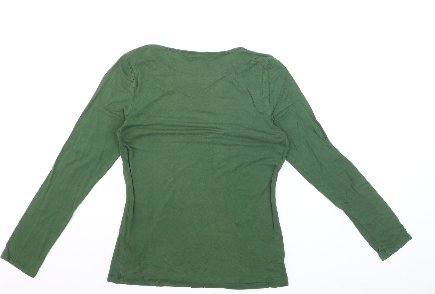 Oasis Women’s Green Long Sleeve Cotton Basic T-Shirt M