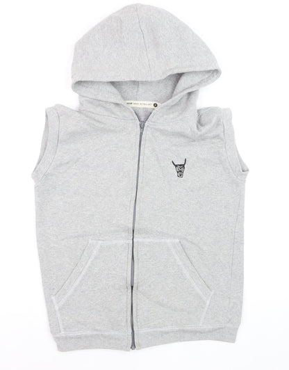 Ushiwear Men’s Grey Sleeveless Full Zip Hoodie S Lightweight