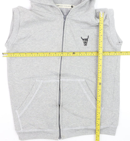 Ushiwear Men’s Grey Sleeveless Full Zip Hoodie S Lightweight