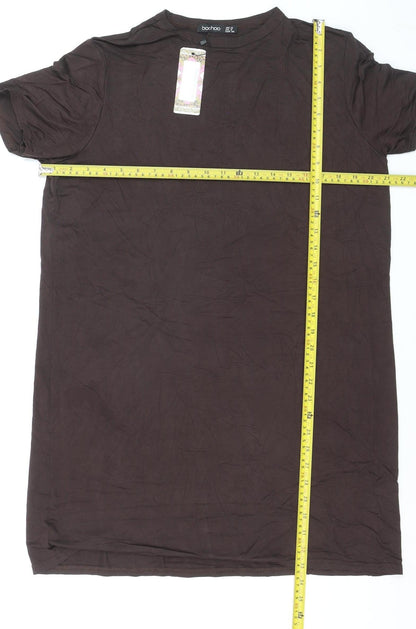 Boohoo Women’s Brown Short Sleeve Basic Stretch T-Shirt UK 12
