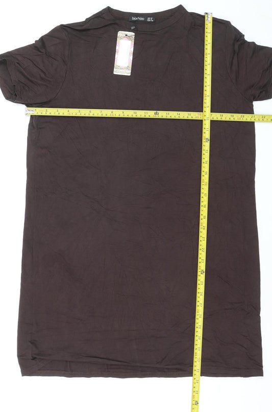 Boohoo Women’s Brown Short Sleeve Basic Stretch T-Shirt UK 12