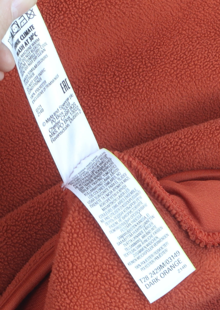 Marks and Spencer Men's Dark Orange Fleece Full Zip Sweatshirt XL