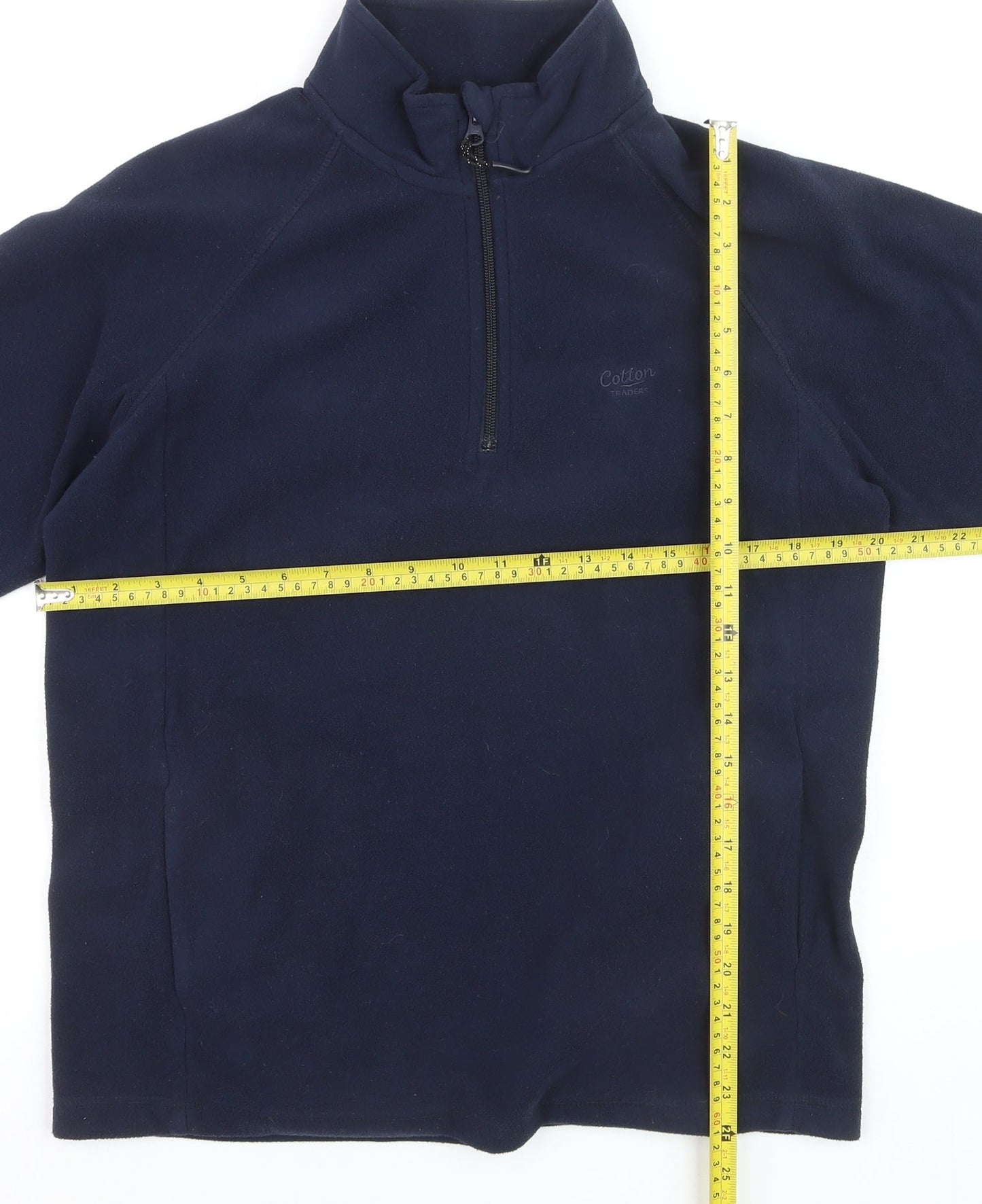 Cotton Traders Men's Blue Fleece 1/4 Zip Pullover Sweatshirt S