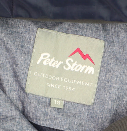 Peter Storm Women's Blue Waterproof Hooded Rain Jacket Size 18