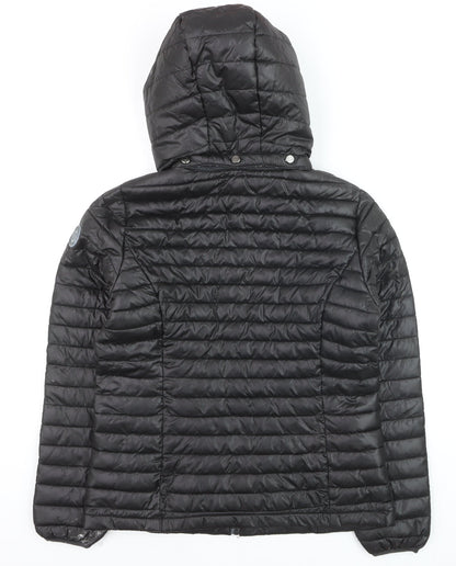 Passenger's Brand Men's Black Puffer Jacket Hooded Medium Polyester