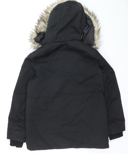Topshop Unisex Black M Padded Faux Fur Hooded Parka Jacket