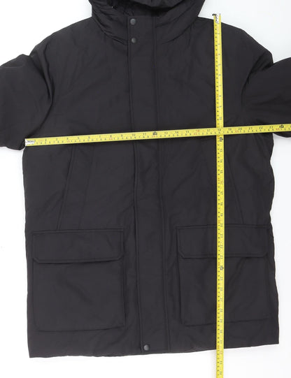 Marks and Spencer Men's Black M Regular Hooded Parka Coat