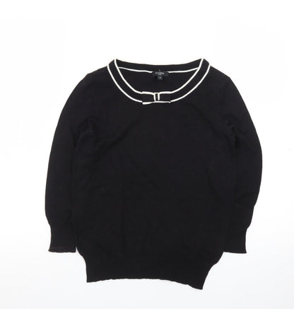 Hobbs Women’s Black Knit Bow Trim Crew Neck Jumper Size 8