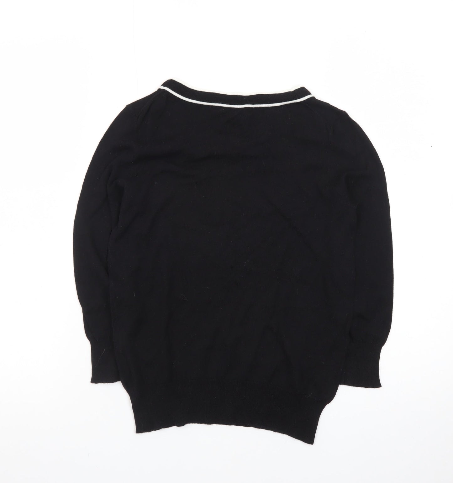 Hobbs Women’s Black Knit Bow Trim Crew Neck Jumper Size 8