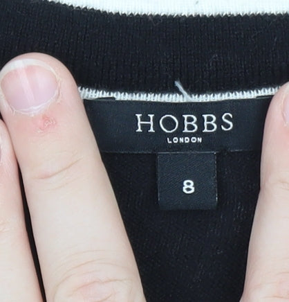 Hobbs Women’s Black Knit Bow Trim Crew Neck Jumper Size 8