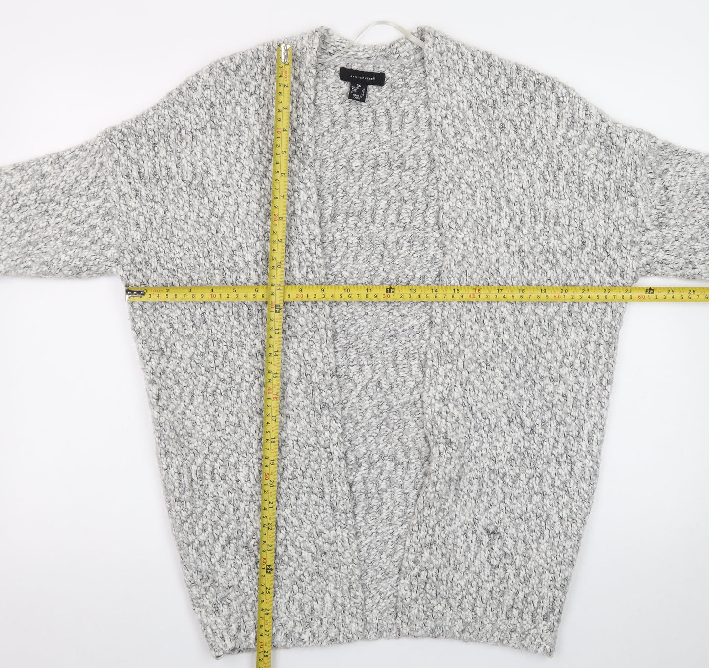 Atmosphere Women Grey Chunky Knit Open Cardigan XS