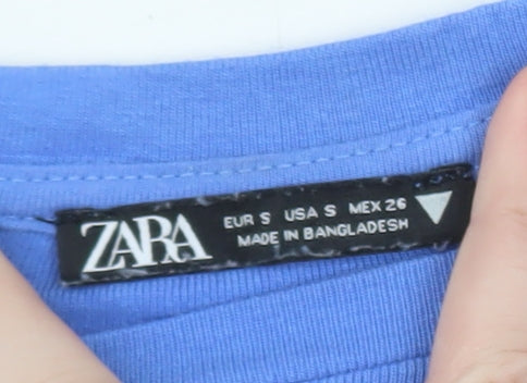 ZARA Women Blue Long Sleeve Bodysuit Top Size S