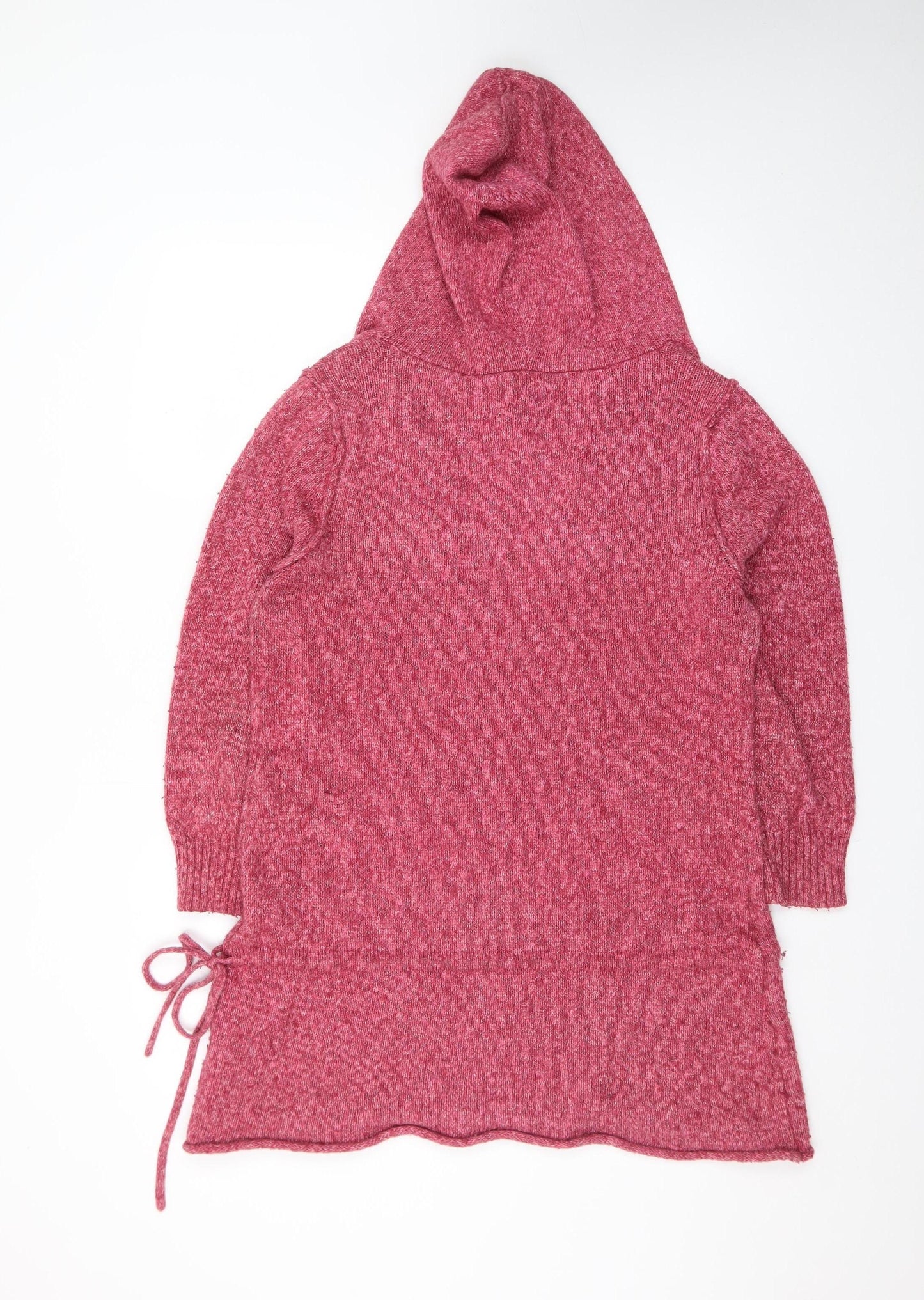 Evie Women’s Pink Hooded Tunic Jumper Size 16 V-Neck Knit