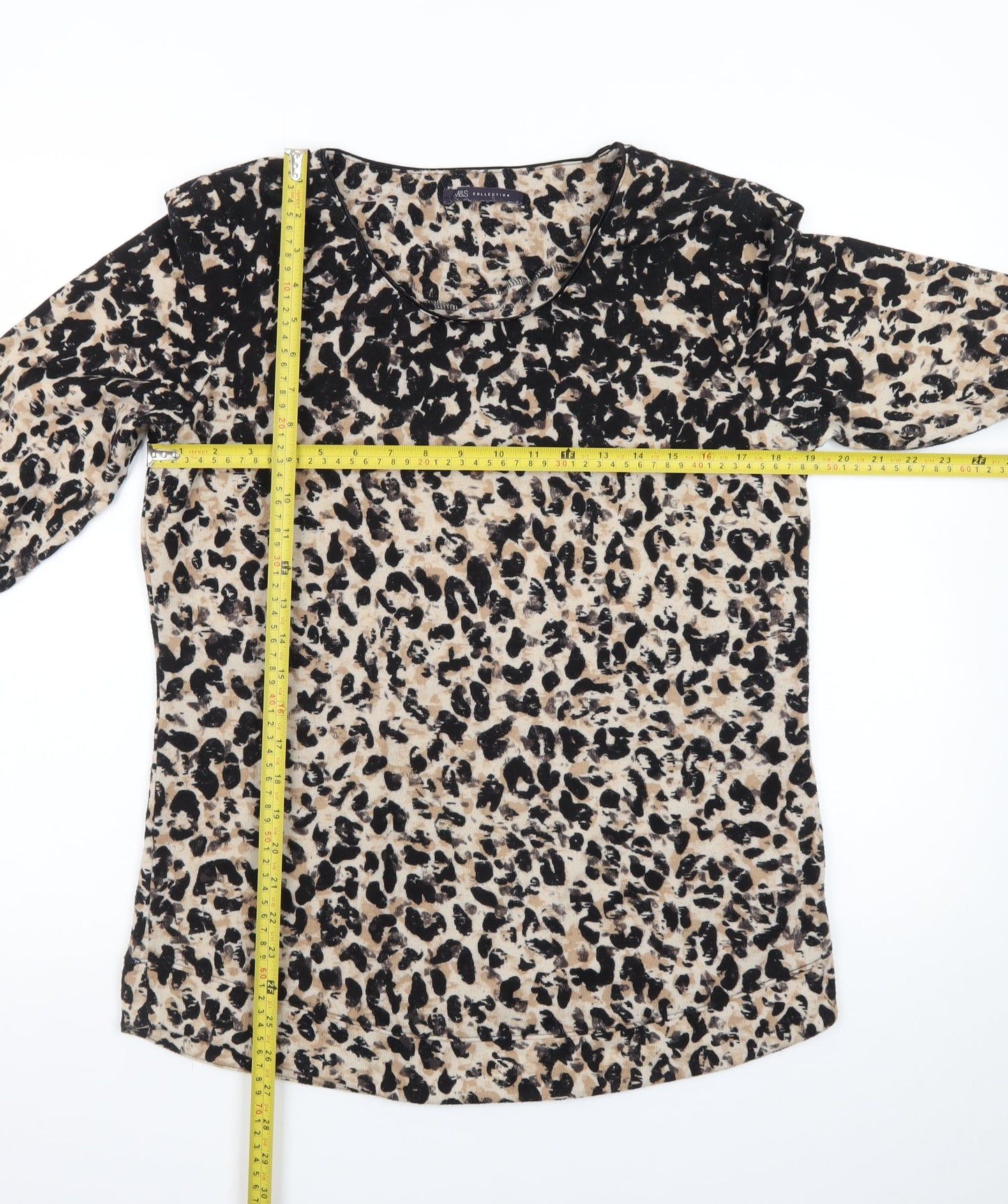 Marks and Spencer Women’s Beige Leopard Print Long Sleeve Pullover Jumper Size 14