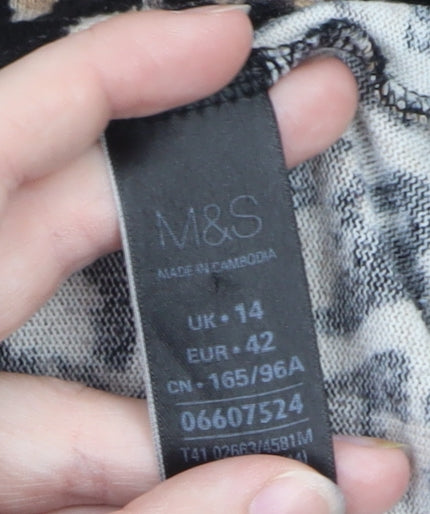 Marks and Spencer Women’s Beige Leopard Print Long Sleeve Pullover Jumper Size 14
